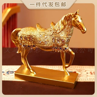 新中式办公桌摆件树脂工艺办公室客厅玄关酒柜家居马摆件装饰品