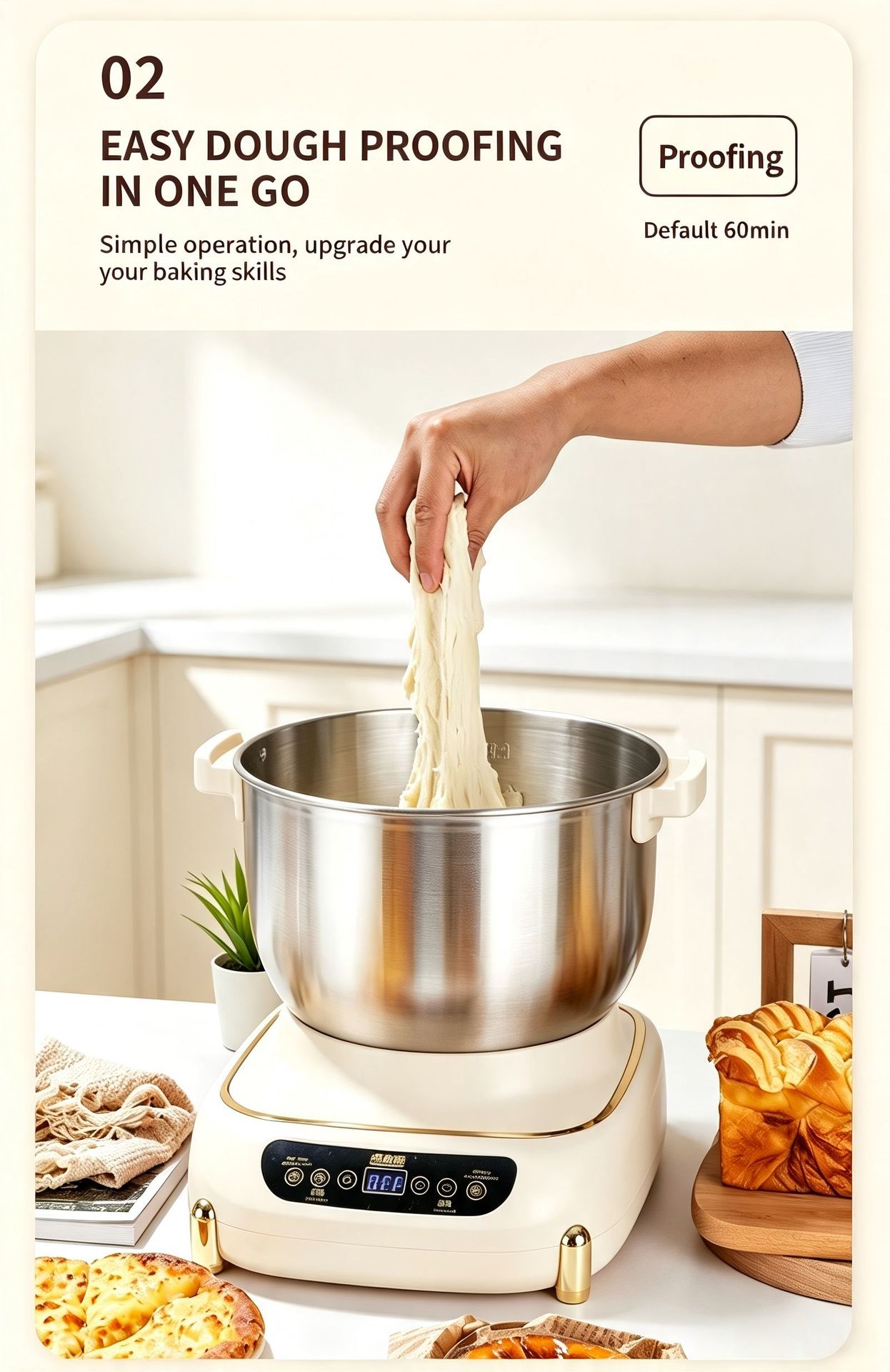 Cross-border Exclusive Dough Mixer Multifunctional Kitchen Machine One-key Dough Mixing Whipping Mixing Home Baking Kneading Machine