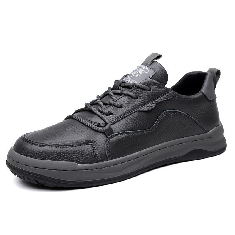 Giày thể thao nam da bò lớp đầu thoáng khí đơn giản, giày sneaker trắng thời trang — Q8058 màu đen, q 8058m trắng, q8058 màu vàng nâu