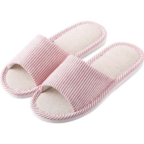 Linen Slippers for Men - Summer Simple Home Cotton Lined Breathable Sweat Absorbent All-Season Non-Slip Indoor Soft Sole Cool Slippers