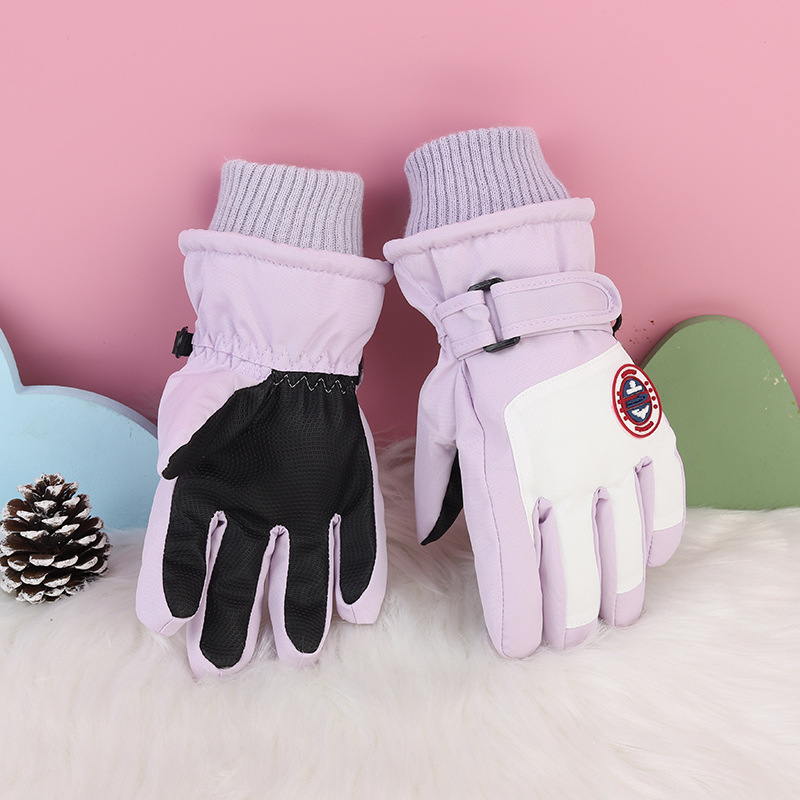 Hombres y mujeres niños adultos invierno blanco caliente esquí impermeable antideslizante pantalla táctil de vello guantes de bicicleta eléctrica invierno