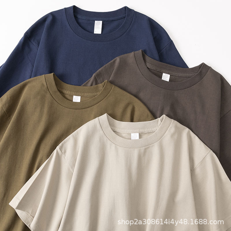アメリカ式210g重ポンド純綿半袖tシャツ男性丸首ゆるい男性純白シャツ2022新型春|undefined