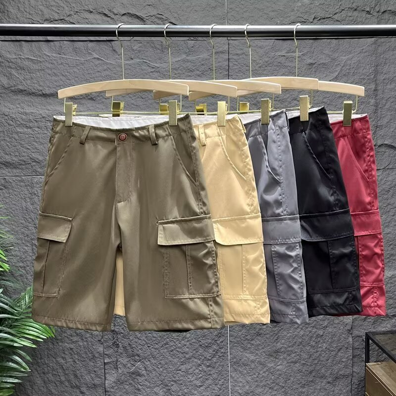 Japanese Retro Multi-Pocket Cargo Shorts Men's Trendy Brand Ins Loose Straight Five-Point Shorts Summer Thin Mid-Length Pants