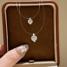 胡曼黎同款人鱼之泪闪钻鱼线项链感钛钢不掉色锁骨链饰品批发