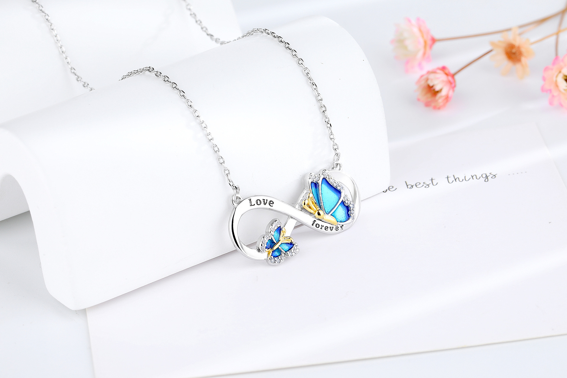 Fashion Butterfly Copper Inlay Rhinestones Pendant Necklace 1 Piece