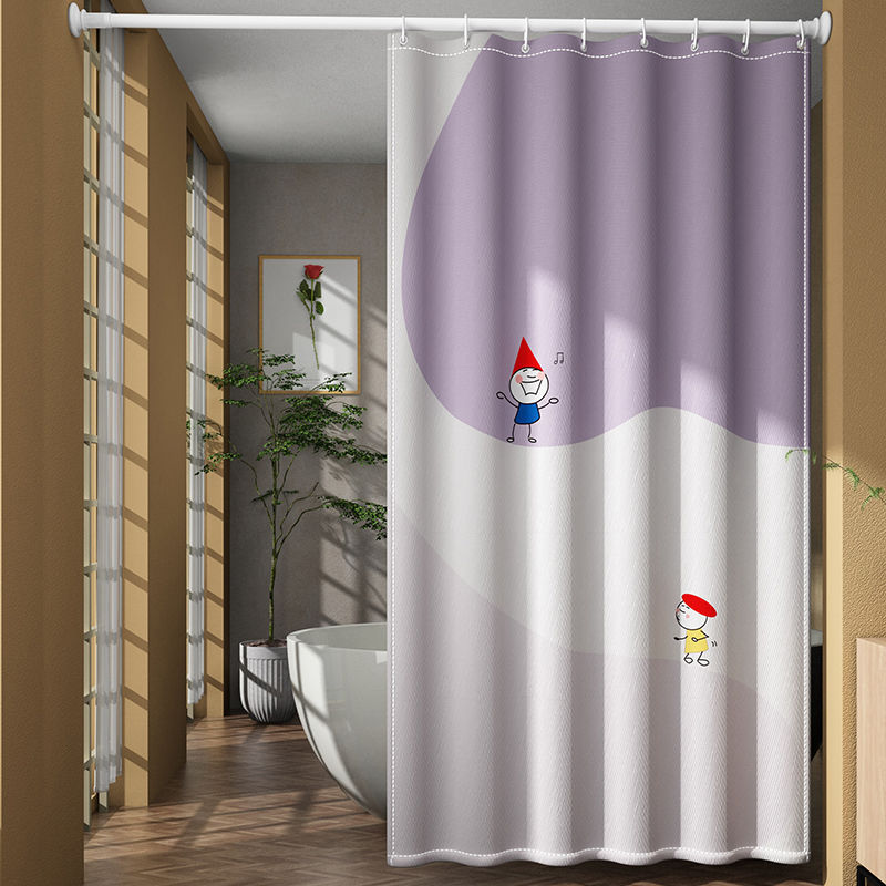 Cortina de ducha poliéster Amazon popular Impresión digital baño húmedo y seco partición impermeable