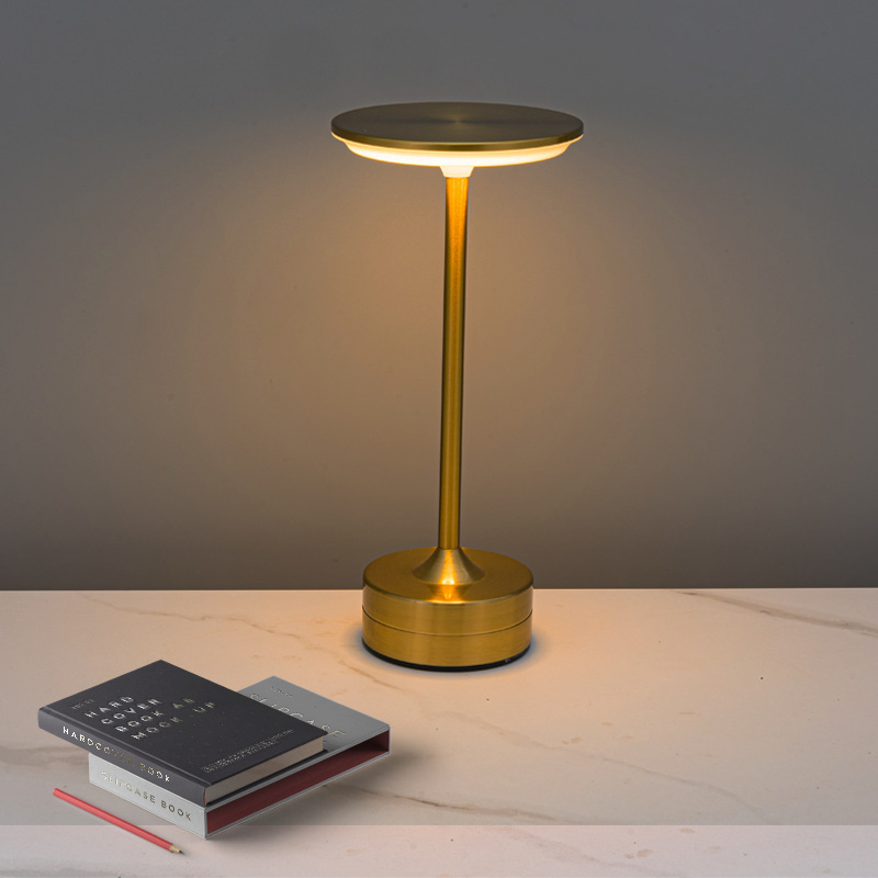 Led Cross-Border Sensor Flying Saucer Touch Table Lamp Hotel Restaurant Charging Metal Lamp Decoration Retro I-Shaped Table Lamp