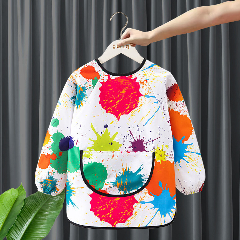 Children's Painting Overalls Waterproof Sling Painting Apron Baby Art Anti-Dressing Anti-Dirty Kindergarten Dining Bib
