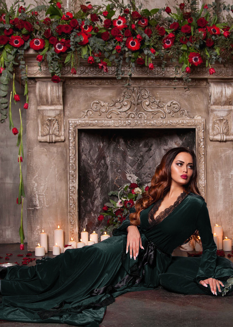 Amazon largo pijama sexy de terciopelo dorado para mujer otoño e invierno camisón grueso para el hogar bata exterior camisón de talla grande al por mayor