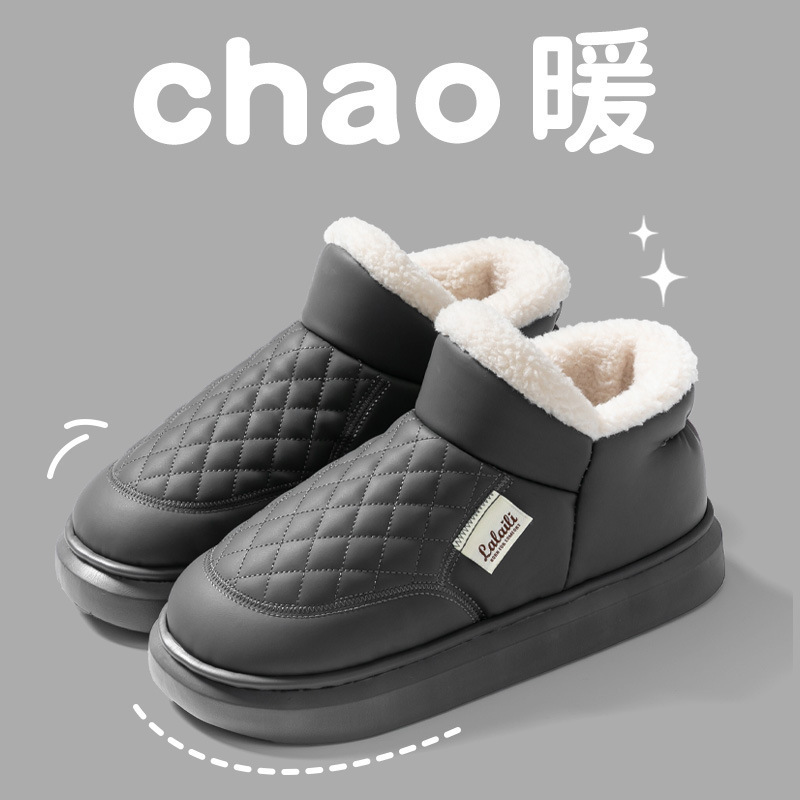 Waterproof Cotton Shoes for Men and Women in Winter 2025 New Style Fleece-Lined and Thickeneded Heel Cotton Slippers Warm Outer Snow Boots for Men