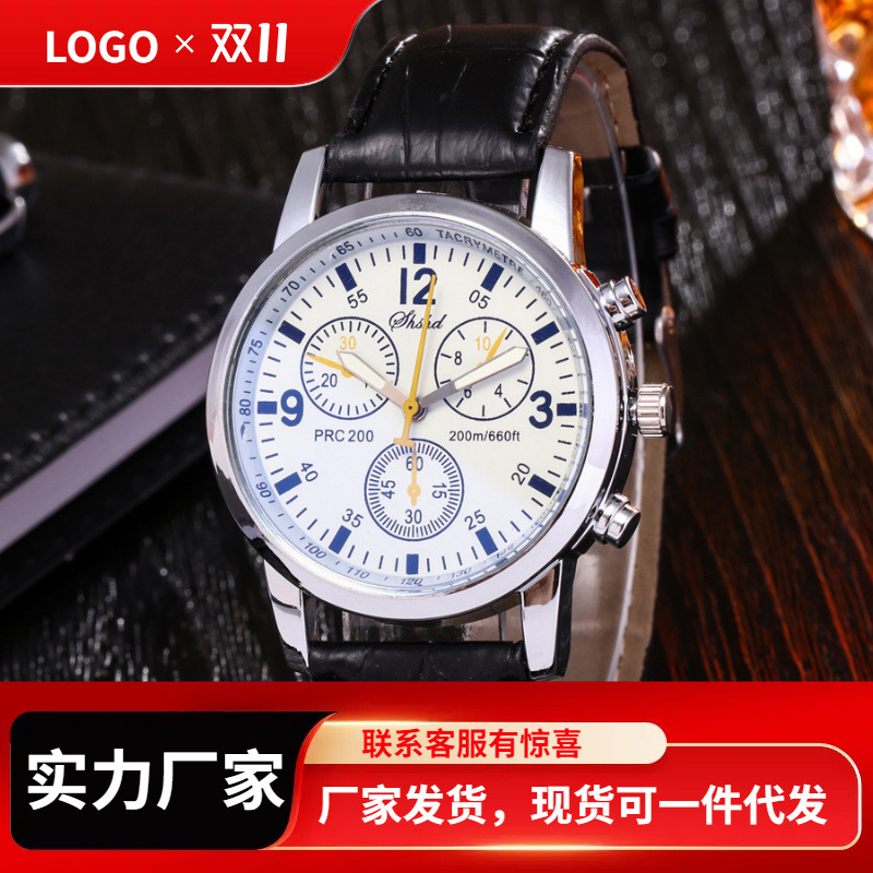 Foreign Trade Belt Quartz Watch Boys Watch Student Geneva Three-eyed Six-pin Quartz Men's Watch Factory Wholesale