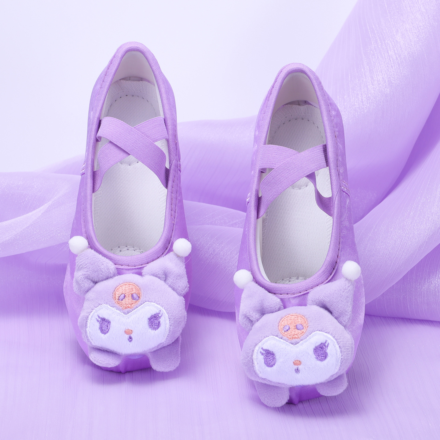 2024 New Purple Dance Shoes Children's Women's Soft Sole Shoes Dancing Shoes Girls Chinese Ethnic Dance Practice Shoes 8099