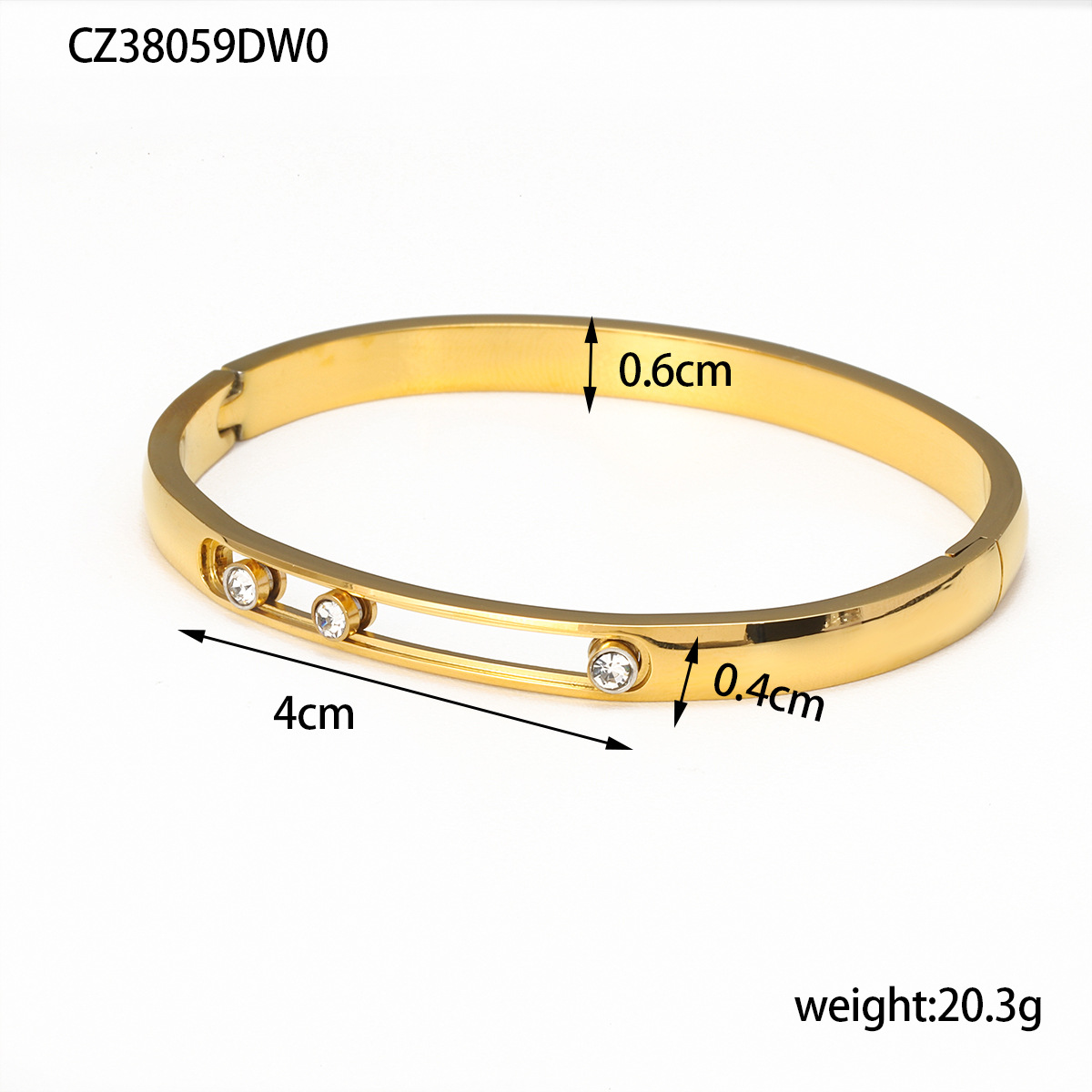 1 Piece Quantity Casual Simple Style Solid Color Titanium Steel Zircon Bangle In Bulk