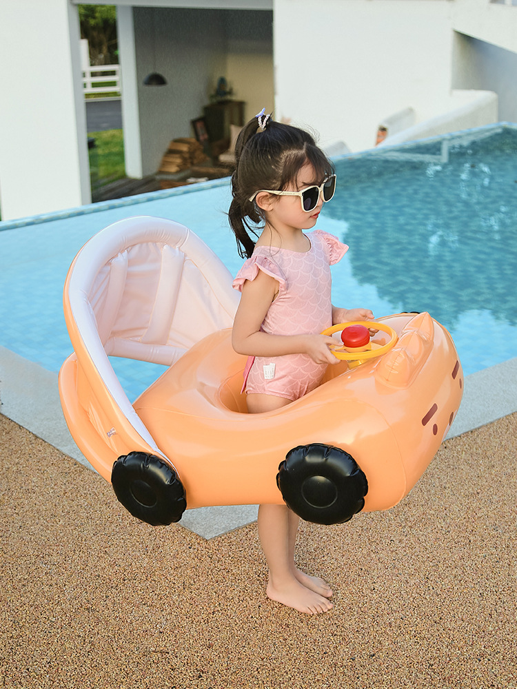 386g Weight Swim Ring Type of Swimming Accessories 1 Piece Quantity PVC Material Car, Sunshade Pattern Kid'S Gender Cute Style Cute Car Sunshade PVC Swim Ring Swimming Accessories 1 Piece 15