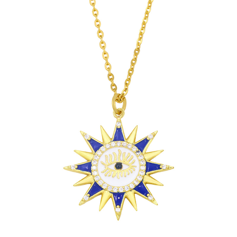 Vente En Gros Collier En Cuivre Pendentif Œil De Soleil Diamant Nihaojewelry display picture 4