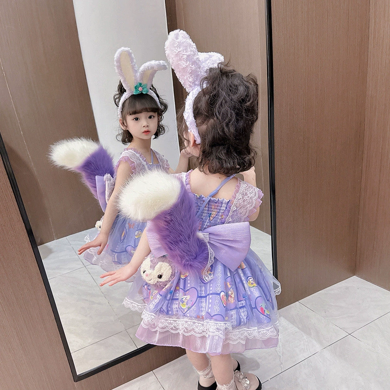 Children's summer small princess costume, short sleeve dress, girl's skirt, Lolita style, tutu skirt
