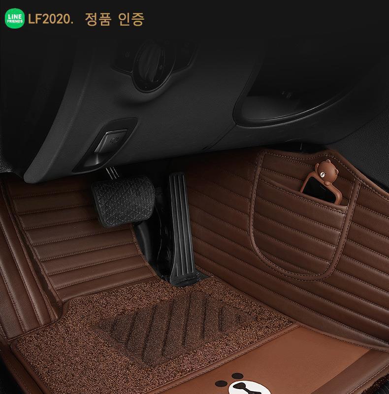 Line Friends Full-Coverage Car Floor Mats, Custom-Made for Specific Vehicles, One-Piece Leather Car Floor Mats with Full Coverage