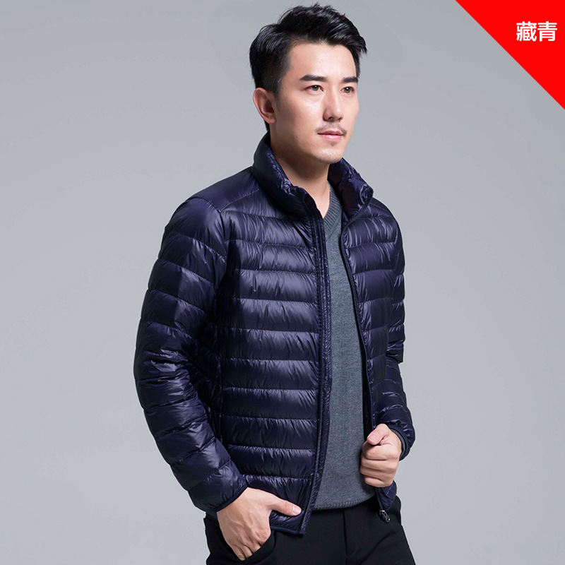 Transfronterizo Tik Tok otoño invierno chaqueta de plumón ligera hombre corto tamaño grande ligero a prueba de frío cálido abrigo de cuello blanco