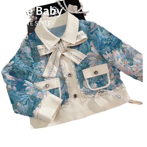 Popular girl's  new set stylish children's small fragrance autumn and spring coat