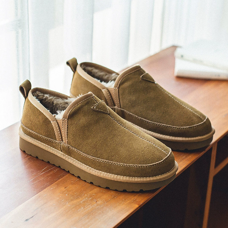Низкие зимние сапоги, мужские замшевые непромокаемые кожаные Северо-восточные большие хлопчатобумажные туфли, Зимняя Теплая мужская обувь из толстого бархата с защитой от холода