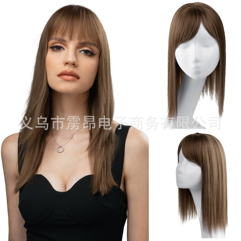 Cross-Border Wig for Women, Hairpiece for the Top of the Head, 3D Bangs Piece, Natural White Hair Cover, Invisible Hair Cover, Hair Extension Piece