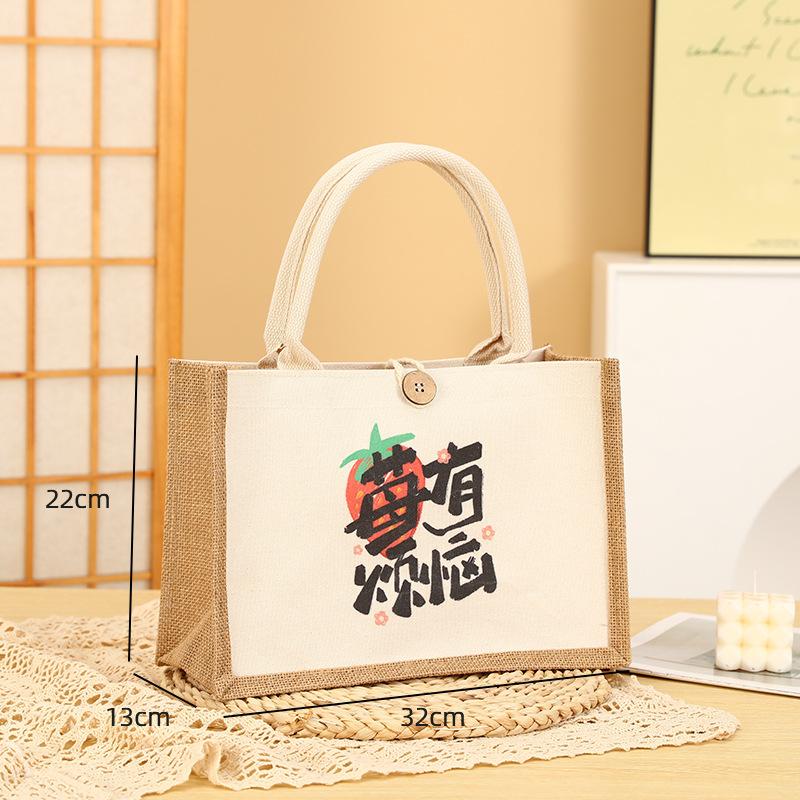Nuevo bolso de lino estudiante caja de almuerzo ropa de protección del medio ambiente compras bolso ojo bolsa de lino bolso de lona