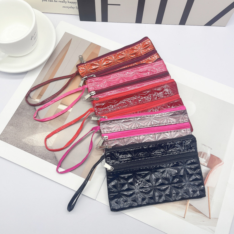 大号双拉链零钱包亮皮硬币包中老年手绳手腕包手拿小钱包厂家批发