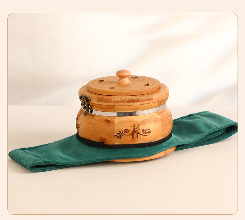 Moxibustion Box Portable Moxa Burner for Abdomen Home Use Smoke Filter Anti Scald Moxa Jar with 1 Stone Ground Moxa Stick 500g in use