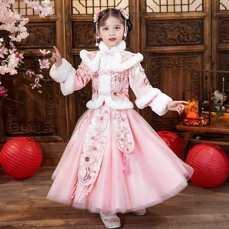 拜年服女童儿童过年服新年冬季汉服冬款2025新款喜庆衣服加厚秋冬