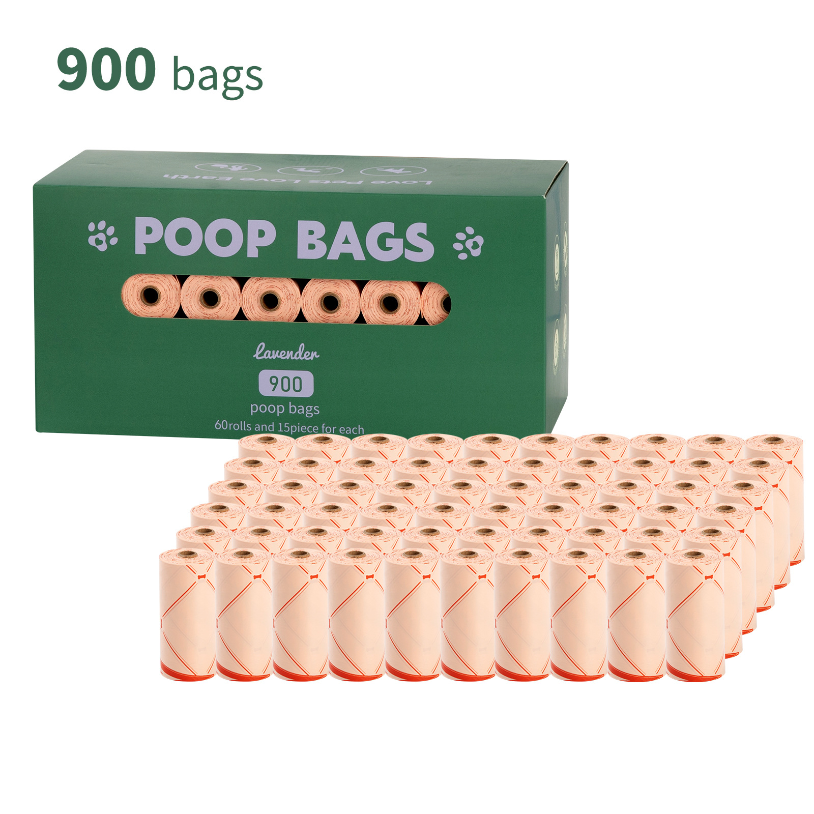 Nuevo medio ambiente biodegradable bolsa de basura de mascotas bolsa de basura distribuidor de bolsa de heces OPP caja de cabeza de fijación empaquetada bolsa de heces