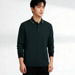 军旭秋冬季新款长袖T恤男士商务休闲翻领都市时尚polo衫（加绒）