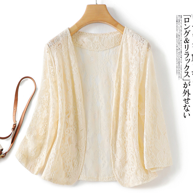 Hollow Lace Cardigan for Women 2024 Summer New Korean Style Hollow Lace Women's Cardigan Outerwear 7848 Hollow Lace Cardigan for Women 2024 Summer New Korean Style Hollow Lace Women's Cardigan Outerwear 7848