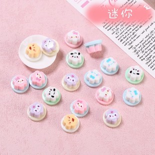 Resin accessories handmade diy cute cream gel hair clip refrigerator jewelry nail art mini meow pudding food play