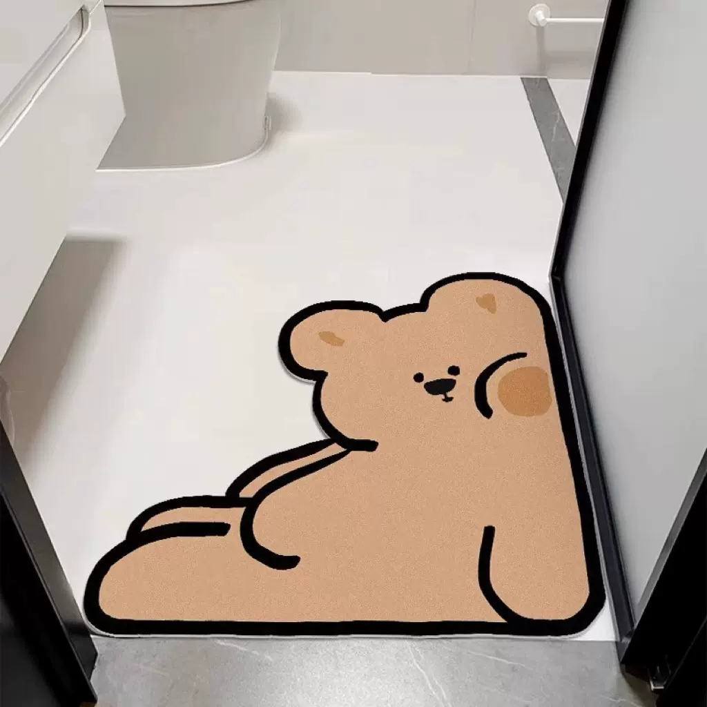 可爱卡通熊浴室靠墙吸水防滑卫生间脚垫易清洗进门垫厕所耐脏地毯