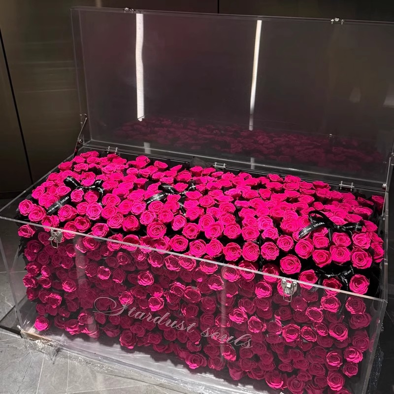 情人节弗洛伊德永生花高级感轻奢摆件玫瑰花真花茶几女生生日礼物