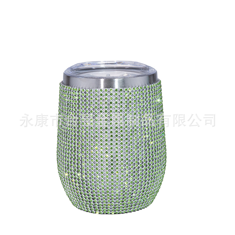 Glight Acero inoxidable diamante brillante taza chica vino café champán huevo taza