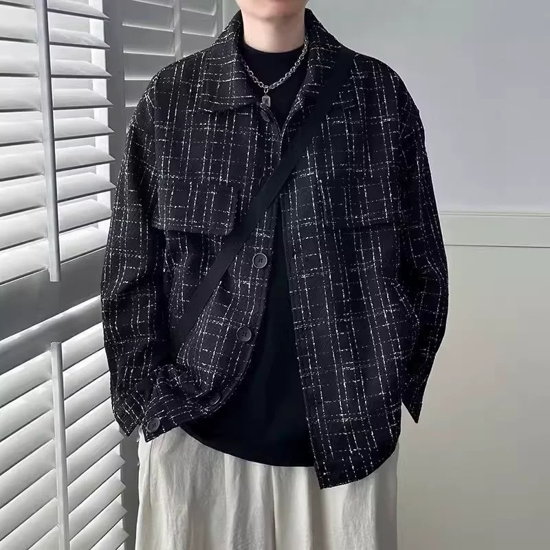 Мужская демисезонная шерстяная куртка, стиль Chanel, oversize, корейский стиль, плюс размер, американский стиль