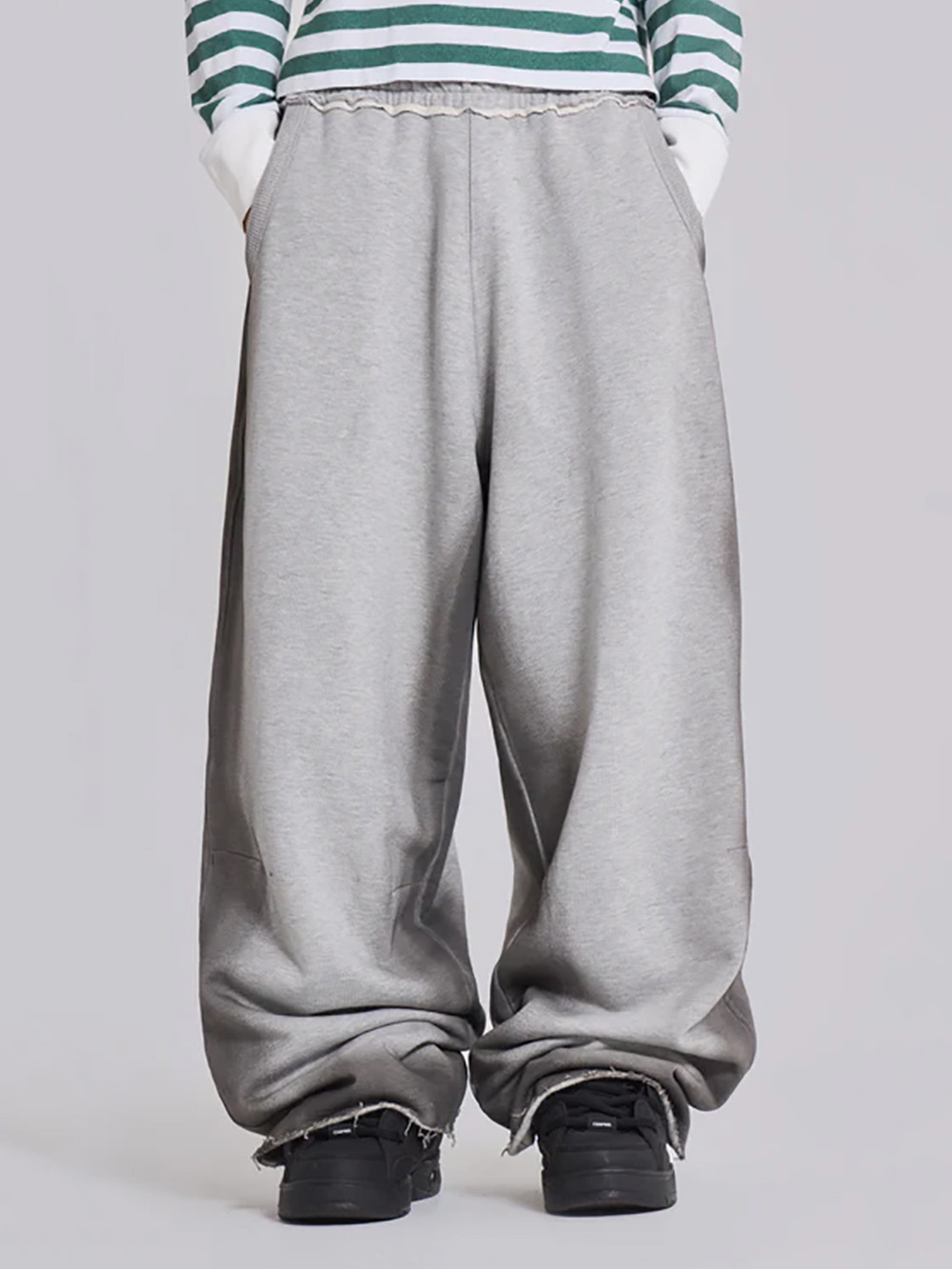 Comercio exterior exclusivo para piernas anchas, pantalones de verano de algodón de cintura alta, pantalones deportivos casuales de pulverización de color.