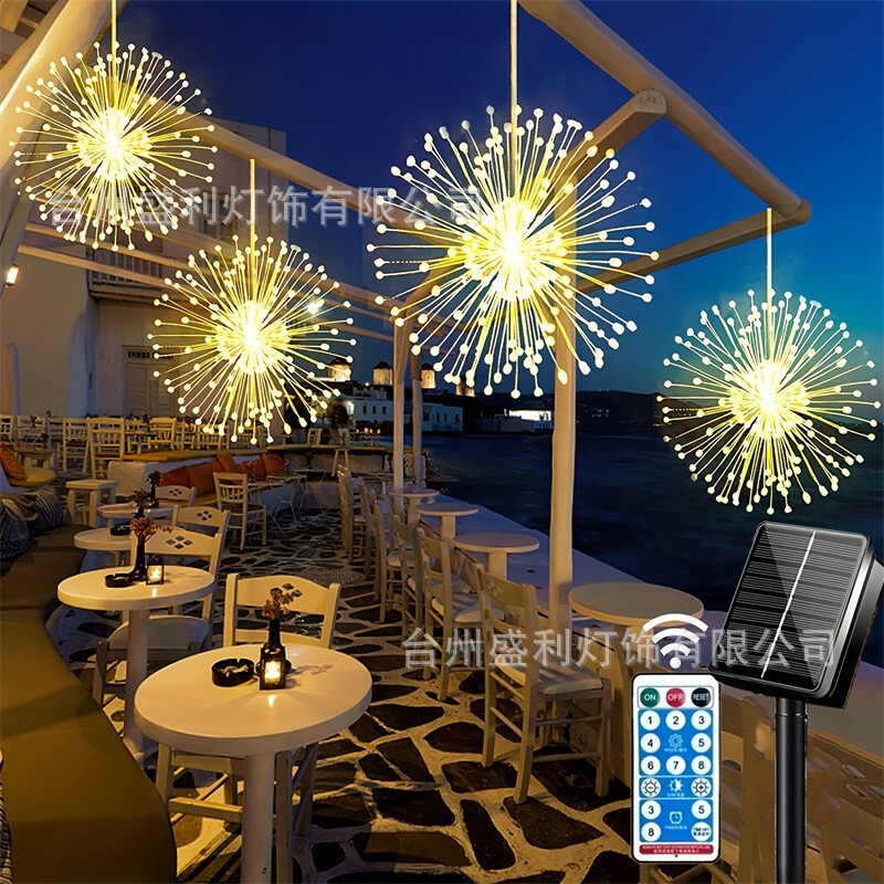 Led Hanging Remote Control Fireworks Lights Camping Canopy Christmas Dandelion Atmosphere Decoration Fairy Lights Copper Wire String Lights