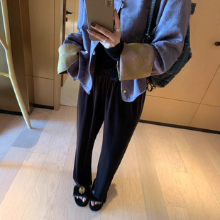 0B1202, Guofeng! Imitation Velvet Pants Women's Loose Straight Pants with Loose Waist