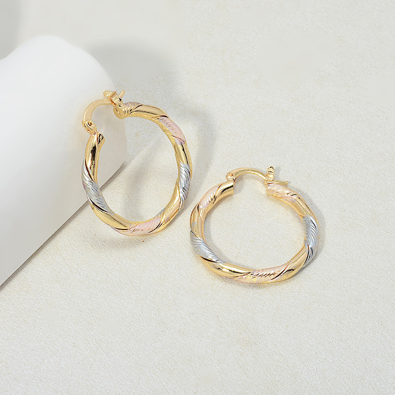 Brass Material Brass Plating Color Block Earrings