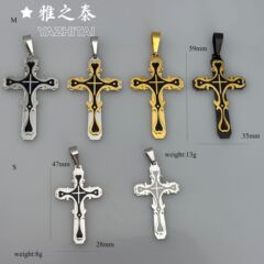 钛钢项链男潮男士十字架吊坠毛衣链潮流挂件学生网红嘻哈饰品个性