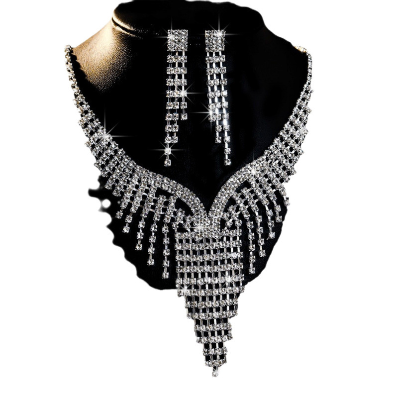 bruidssieraden ketting oorbellen sieradenset banketjurk ketting modieus en veelzijdig temperament accessoires_voghion.com