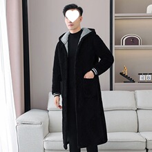 冬季男士加绒加厚棉衣休闲大褂加长过膝罩衣工作服家居服保暖棉服