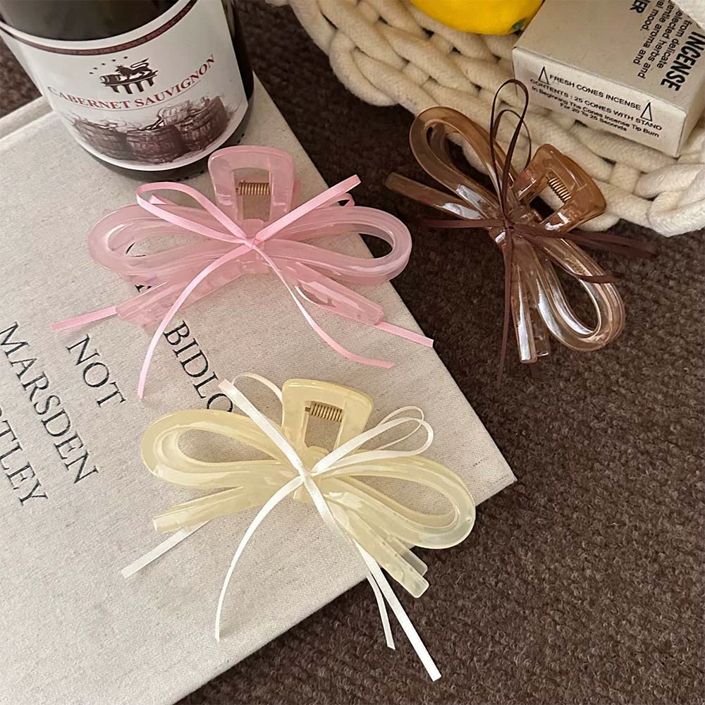 Аcrylic crab pin с бантом, милые заколки, аксессуар для волос