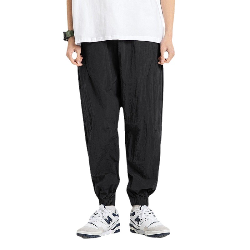 Japanese retro solid summer silk thin quick dry trousers