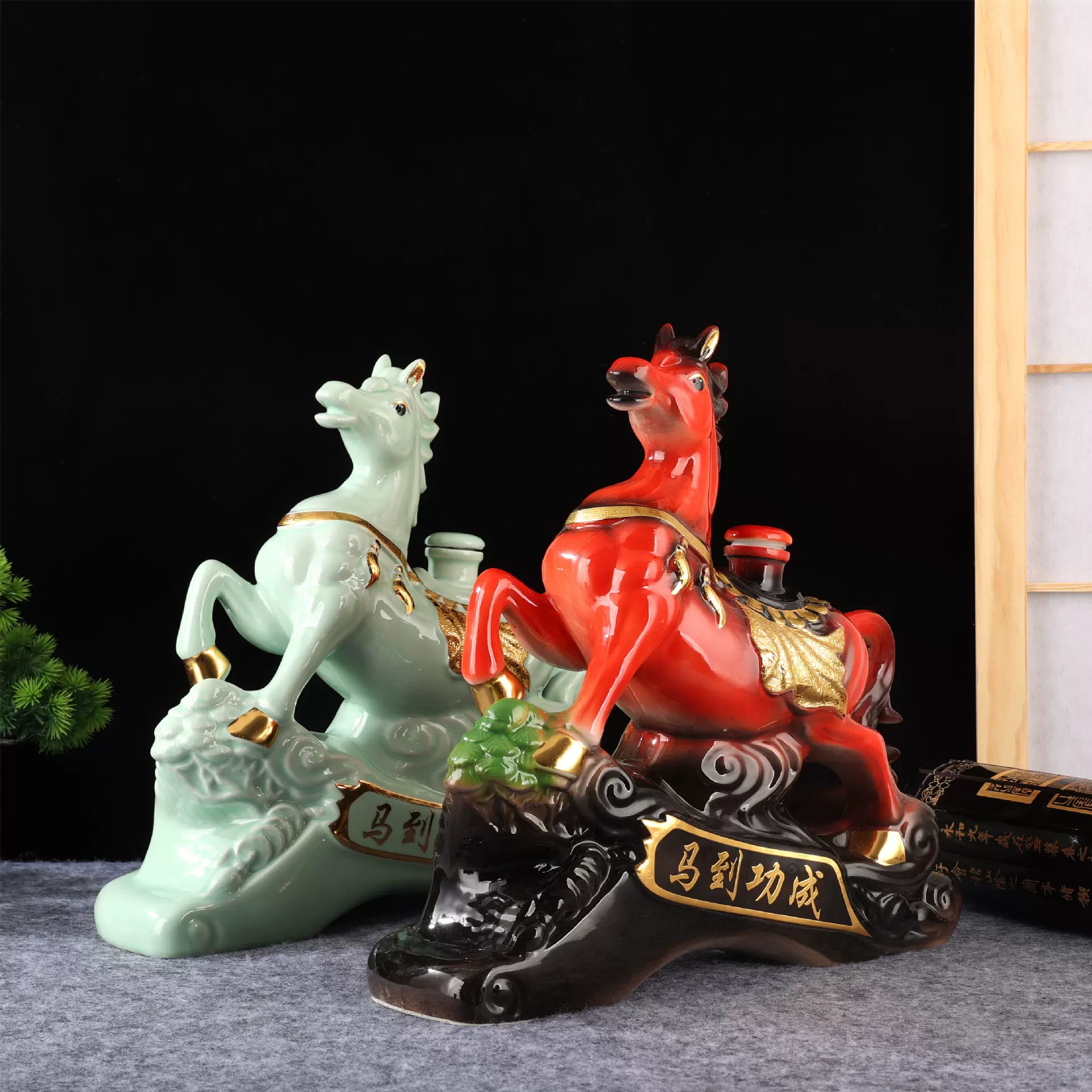 景德镇酒瓶5斤马到功成创意装饰客厅摆件密封酒壶酒坛厂家定制