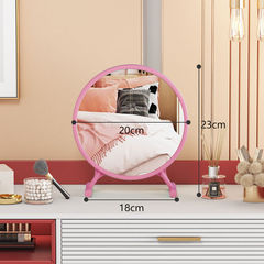 Large Desktop Vanity Mirror with LED Lighting, Student Dorm Style, Ins-Inspired Vanity Table, Bedroom Trendy Lighting Mirror with Light