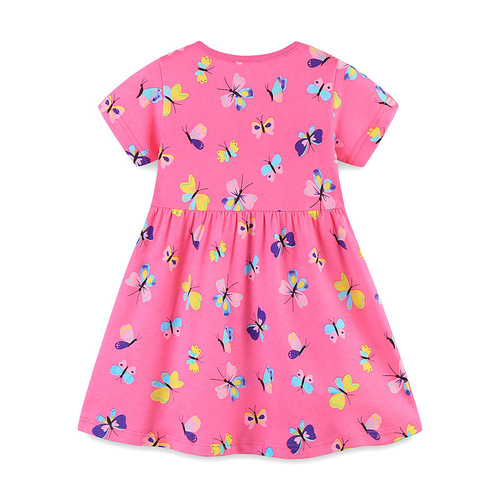 European and American Style Fashion Girls Butterfly Print Princess Dress 24 Summer New Arrival Round Neck Children's Cotton Dress