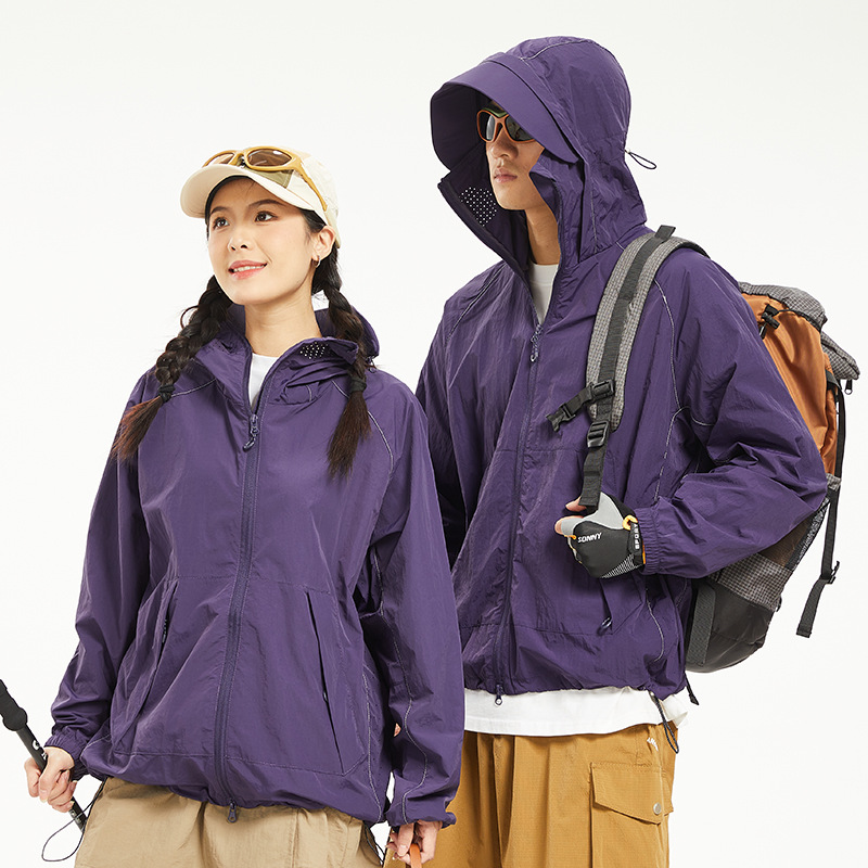 Mountain Sun Protection Clothing Men's and Women's Summer Ultra-thin Sun Protection Clothing Removable Hat Brim UV Protection Outdoor Skin Coat
